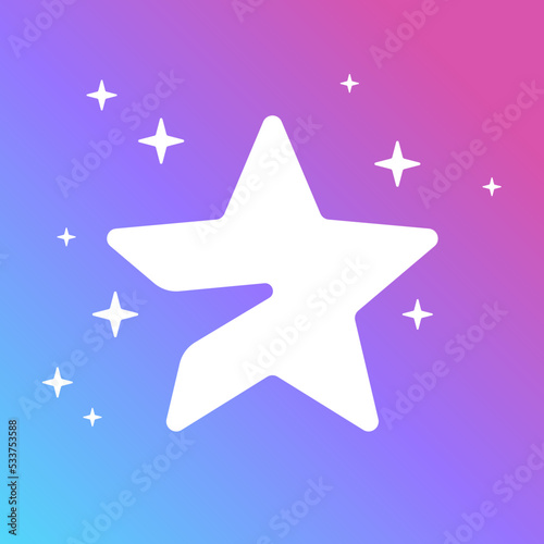 Telegram premium messenger account icon. Guaranteed and approved profile sign. Flying star badge. Top rated page logo. Profile with subscription. Trusted person in internet. Vector illustration.