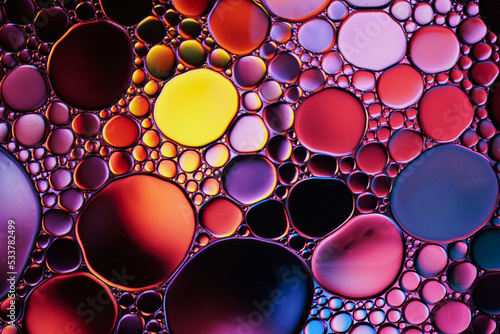 colorful circles with water and oil, multi colored background
