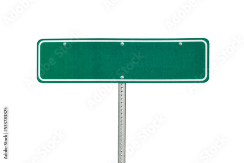 Blank green directional sign isolated.