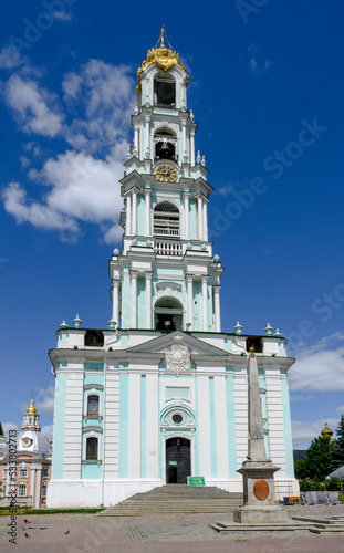 Bell tower in the Holy Trinity Sergius Lavra, built from 1741 to 1770 and 88 meters high, Russia