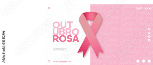 brazil breast cancer awareness month outubro rosa, banner design