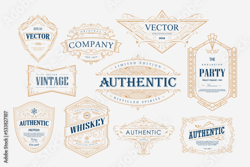 Set of vintage label badge retro vector illustration