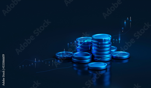 Digital currency technology business finance on exchange money concept 3d background with economy trade investment financial online or global cryptocurrency internet commerce and virtual coin cash.