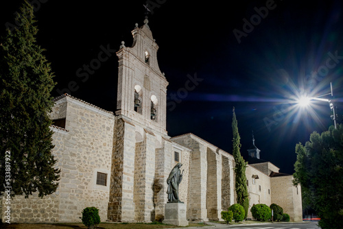 La Encarnacion Monastery at night in Avila side view of facade, Spain