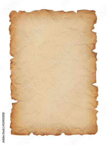 Paper vintage background. Recycle brown paper crumpled texture, Old paper surface on transparent background, isolated