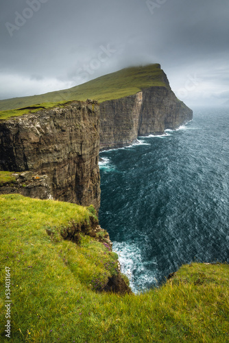 Amazing landscapes of the Faroe Islands captured in summer. Views of the island of Vagar