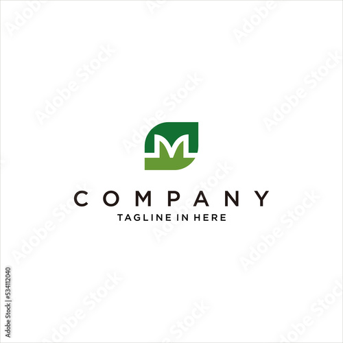 m leaf logo design for nutrition environment vector