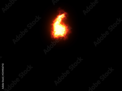 Symbol made of fire. High res on black background. Accolade