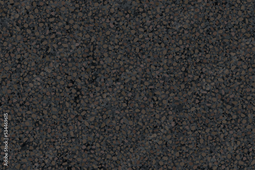 Dark grey textured asfalt seamless texture top view. Black abstract tarmac pattern. Vector illustration of road coat material. Grunge granular closeup surface. Bitumen grain highway backdrop