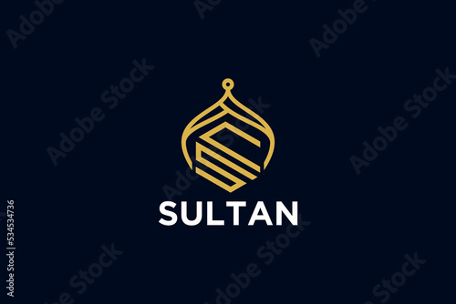 Turban head scraft turban logo design line style minimalist icon luxury symbol