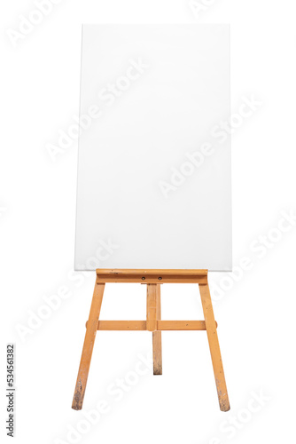 Blank canvas on a brown wooden easel
