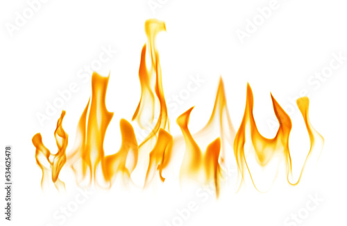 Beautiful bright fire flames on white background