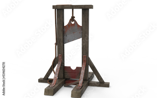 Guillotine used on white background