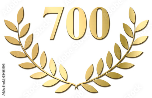 Gold laurel wreath 700 PNG isolated on a white background