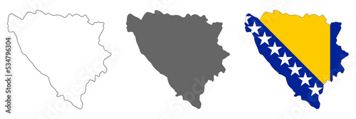 Highly detailed Bosnia and Herzegovina map with borders isolated on background