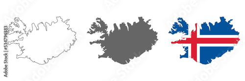 Highly detailed Iceland map with borders isolated on background