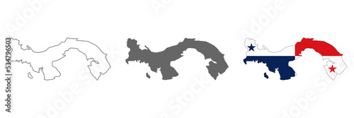 Highly detailed Panama map with borders isolated on background