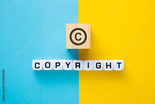 Intellectual Property Right Concept. Copyright text on block.