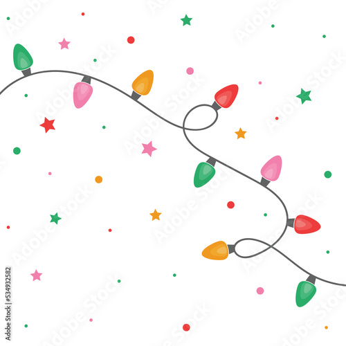 Hand drawn Christmas lights. Vector illustration