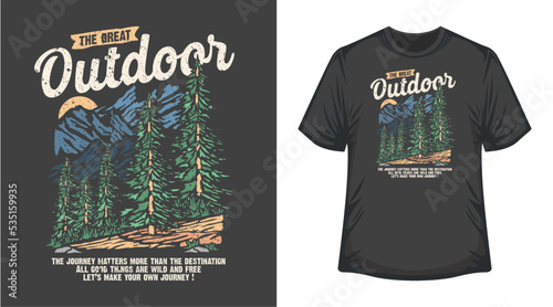 Outdoor Adventure T Shirt Design apparel for fishing hunting camping hiking colorfull print background 