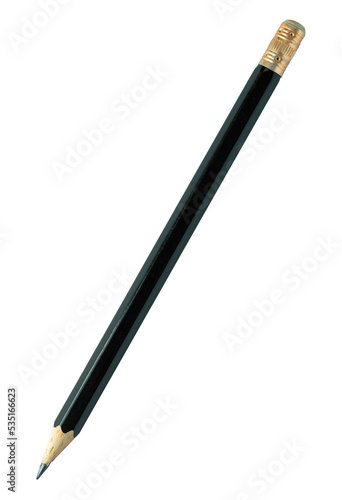 black pencil isolated with clipping path