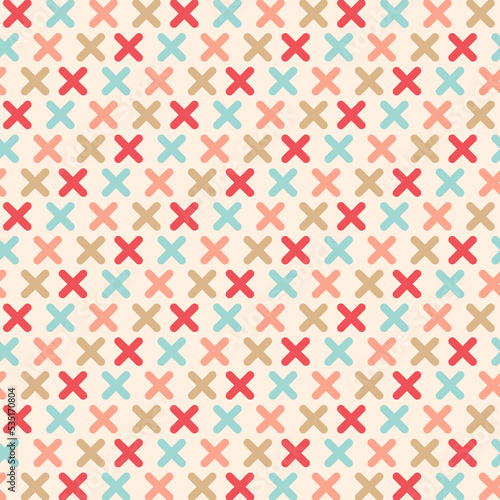 Pastel color cross signs pattern background.