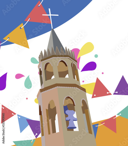 Belfry of church in a fiesta