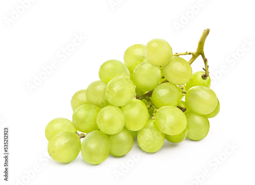 Bunch of Green Seedless Grape solated on white background. Clipping path.