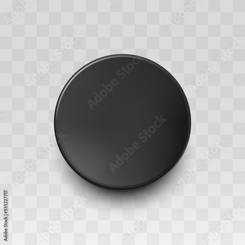 Hockey puck on a grey background. Vector illustration. EPS 10