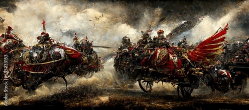 Winged Hussar Charge - Digital Art, 3D Render, Concept Art