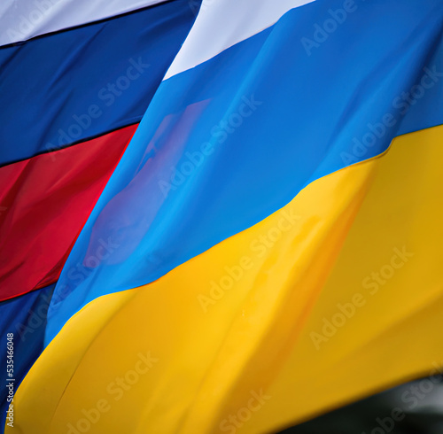 Flaga Rosyjska i Ukraińska.