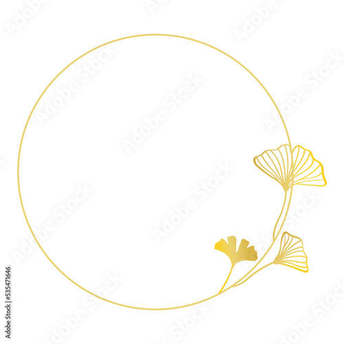 Gold ginkgo leaves frame illustration