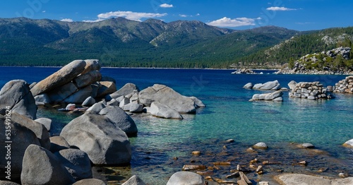 Scenic view of a lake Tahoe under blue sky