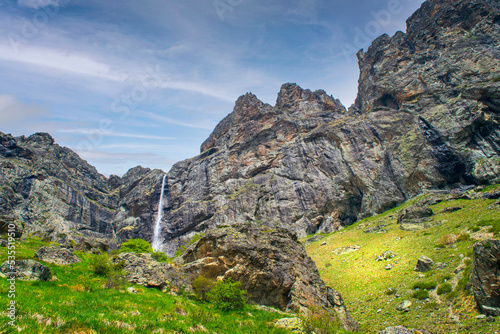 Path to Raiskoto praskalo waterfall and Botev peak in Balkan mountain, Bulgaria