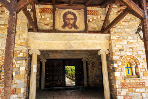 Agiou panteleimonous monastery entrance in Penteli, Greece