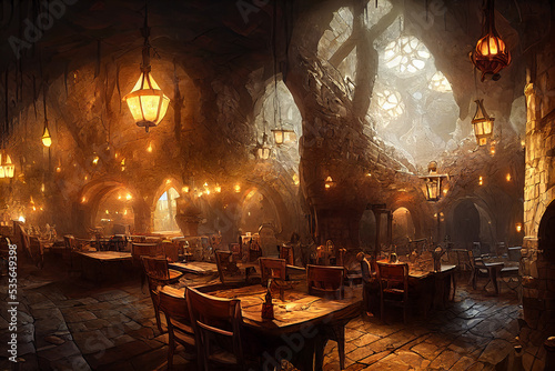 Interior fantasy Medieval Dungeons and Dragons Castle Stone Tavern