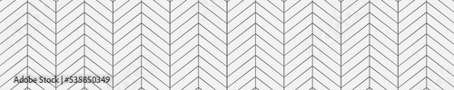 White chevron tile seamless pattern. Kitchen backsplash or bathroom floor zigzag texture. Stone or ceramic brick wall background. Facade or interior decoration. Vector flat illustration