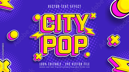 City pop 3d editable text effect font style