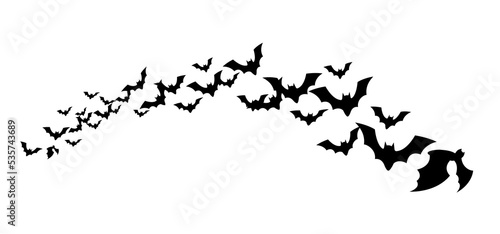 Flying bats flock isolated on transparent background. 