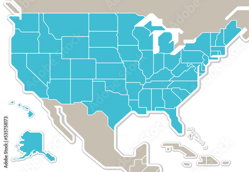 アメリカ合衆国の地図 50州分け 北アメリカ
