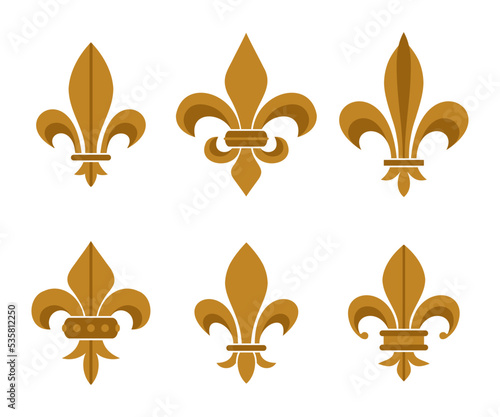 Fleur-de-Lis Illustration Set, High Quality Golden Marian Symbols