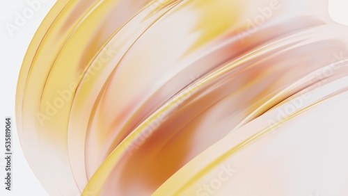 Abstract 3d render, glossy, reflective metallic, organic curve wave in motion. Gradient design element for banner, background, wallpaper.