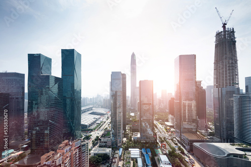 Skyscrapers and unfinished building in the city