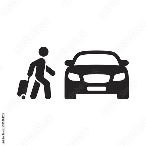 Taxi icon. Customer pick up. Travelling by car. Road trip. Vector icon isolated on white background.