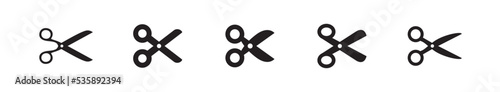 Scissors vector icon set. Pictogram of scissor. Symbol of cutting.