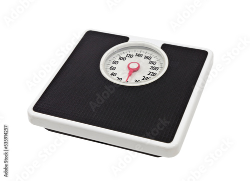 Old, worn, bathroom scale isolated.