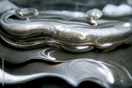 Close-up of liquid silver metal