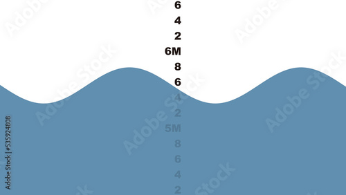船舶の喫水標と波