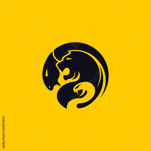 chimera goat lion snake logo vector graphic design