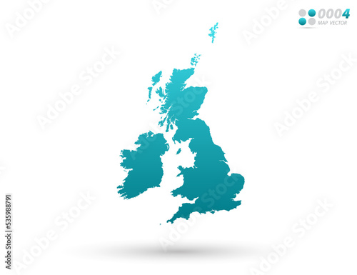 Vector blue gradient of United Kingdom (UK) map on white background. Organized in layers for easy editing.